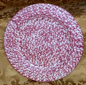 Plato de cena de esponja roja Roseville Henn Pottery Workshops 10" *TAL CUAL* - Imagen 1 de 5