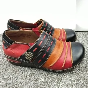 Spring Step L' Artiste TEBRE Slip On Red Leather Boho Clog Shoes EU 38 US 7.5 - Picture 1 of 15