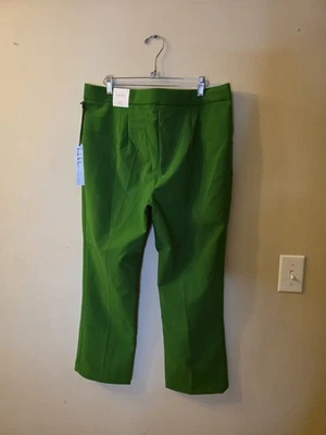 Pantalones Capris Nicole Miller Bolsillos Piernas Rectas Verde Brillante Talla XL Nuevos Foto 1 de 4