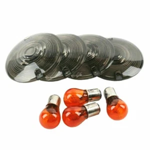 Cubierta de lente de luces de señal de giro de motocicleta 4 piezas con bombilla para Harley Electra Glide - Imagen 1 de 4