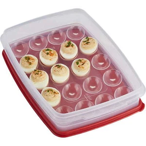 Egg Keeper Food Storage Container Portable Picnic Outdoor Clear/Red 1 Count - Picture 1 of 6