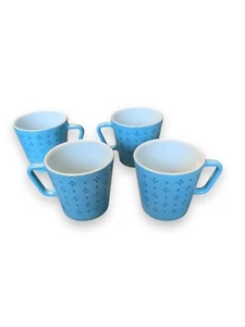 4 Pyrex Turquoise Blue Foulard Atomic Starburst D Handle Milk Glass Mugs Cups - Picture 1 of 12