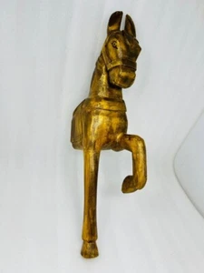 Holz Handgeschnitzt Wandbehang Pferd Statue Holz Gold Bemalt Pferd Statue - Bild 1 von 5
