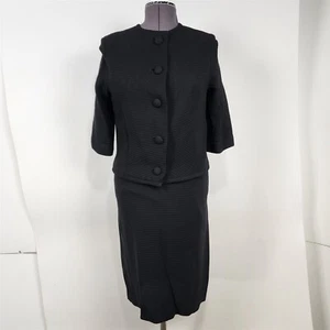 Vintage 1960s R&K Originals Black Pencil Dress w/ Jacket Union Made - Picture 1 of 9