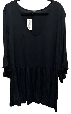 Blusa Jessica Simpson Tejida Suave Peplum Cuello en V Negra Talla 3XL NUEVA CON ETIQUETAS Foto 1 de 4