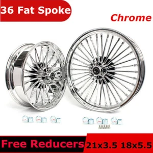 21x3.5 18x5.5 Fat Spoke Wheels Rim For Harley Softail Heritage Night Train FLSTC - Bild 1 von 12