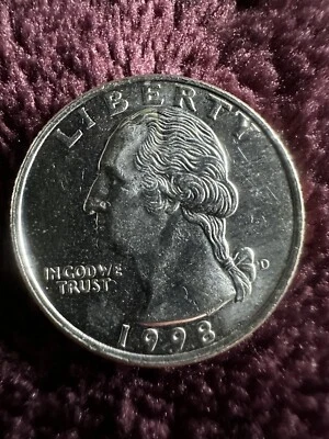 1998 D Quarter 🪙W/ERRORS! 🪙DDO DDR RAINBOW DYE BREAK CLOSE AM - Image 1 of 4