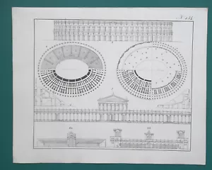 ARCHITECTURE Colosseum Rome Nimes Verona Olympian Circus - 1835 Antique Print - Picture 1 of 2