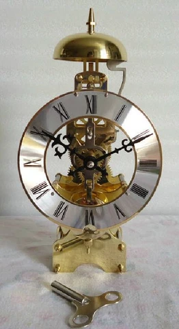 31 days Mechanical Manual Windup Skeleton Table Clock Cover