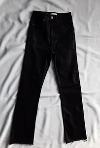 Kookai Size 34 Aus 6 Black Denim Distressed Hem Skinny Leg Ankle Jeans - Foto 1 di 8