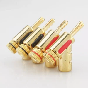 4PCS Gold Plated Banana Plugs Screw Locking HiFi Audio Speaker Cable Connectors - Picture 1 of 10