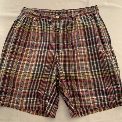 "Pantalones Cortos Polo Ralph Lauren Para Hombre Talla 33 Cuadros Tyler 9"" Algodón De Colección Usados en Excelente Condición" Foto 1 de 4