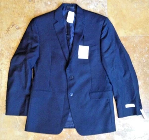 NWT Calvin Klein 100% Wool SlimFit Pinstripe 1 Button Blazer Jacket, Navy, 38 - Picture 1 of 8
