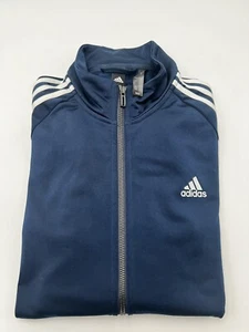 Adidas Full ZipUp Long Sleeve Sweater Mens Medium Navy Blue 100% Polyester - Picture 1 of 5