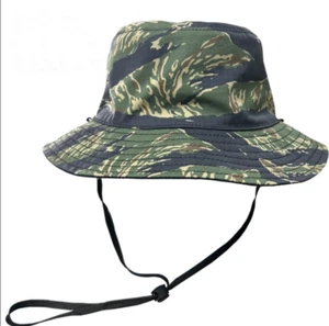 Tiger Stripe Camouflage Sun Hat Outdoor Sunscreen Breathable Hat w/ Wind Lanyard - Picture 1 of 7
