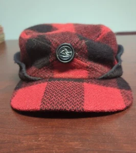 Vintage United Hatters Cap & Millinery Black Red Buffalo Plaid ski Hat MED. - Picture 1 of 7