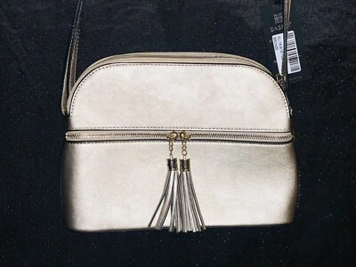 Dasein Women Tassel Zipper Pocket Crossbody Bag Shoulder Purse Bronze NWT New - Image 1 of 4