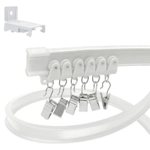5M Bendable White Curtain Track Room Wall Side Mounted Rail Gliders Clips Kits - Picture 1 of 5