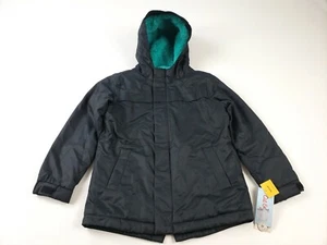 Girls Cozy-Lined Parka Jacket - Cat & Jack Black Size Small 6-6X Hooded Winter - Picture 1 of 7