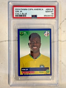 Vini Jr BRA18 Blue Parallel Sticker 2024 Panini Copa America PSA 10 - Picture 1 of 2