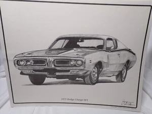 DALE ADKINS PRINT OF 1971  DODGE CHARGER R/T 11 X 14 - Picture 1 of 4
