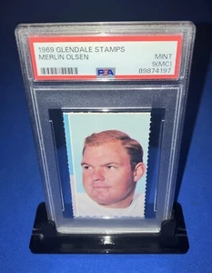 Tarjeta Merlin Olsen 1969 PSA 9 Santo Grial 1/1 rara Low Pop 1 de colección NFL LA Rams - Imagen 1 de 3