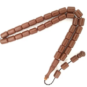 Turkish Brown Fiber Prayer Beads Cylinder Yerli Tesbih, Kesme Tasbih Misbaha 029 - Picture 1 of 12