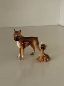 Hagen Renaker Vintage Mini Hundeboxer Mama und Welpe Baby mit getapten Ohren Konvolut  - Bild 1 von 8