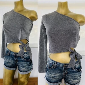 Neu mit Etikett silber Stretch UNI ÄRMEL bauchfreies Oberteil M - Bild 1 von 12