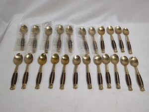 VINTAGE 23 Mini Bronze Demitasse Spoon w/Wood Handle Made In Thailand NEW/USED - Picture 1 of 14