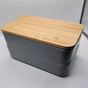 Double Decker Microwavable Lunch Box Bamboo Lid & Utensils Bento Box - Picture 1 of 7