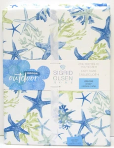 Sigrid Olsen Indoor Outdoor Stoff Tischdecke Seestern Koralle Blau Grün 60 x 84 - Bild 1 von 1