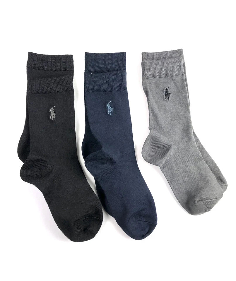 Ralph Lauren Boy’s Supersoft 3-Pack Toddler Size 8-9.5, Black Navy Grey - Image 1 of 2