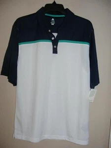 New $55 BOLLE White / Teal / Navy golf shirt S SMALL QUICK DRY UV PRO - Picture 1 of 1
