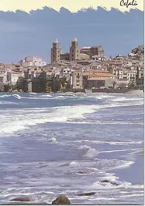SICILIA SICILY POSTCARD CEFALU' PANORAMIC VIEW FROM THE BEACH2 - Picture 1 of 1
