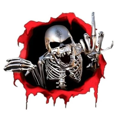 2 Pcs 5.5 x 6 inch Reflective Skull Stickers, Skeletons Decals for Car Trucks  - Image 1 of 4