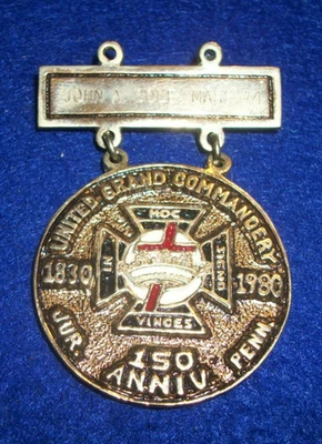 Medalla de Gran Comandancia de Pensilvania CABALLEROS TEMPLARIOS de colección grabada. Foto 1 de 2