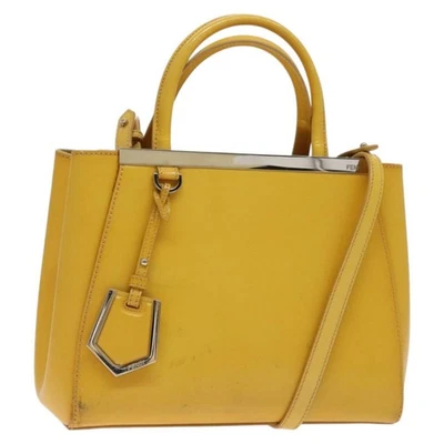 Auténtico bolso de mano FENDI cuero amarillo plata ti3304 Foto 1 de 4