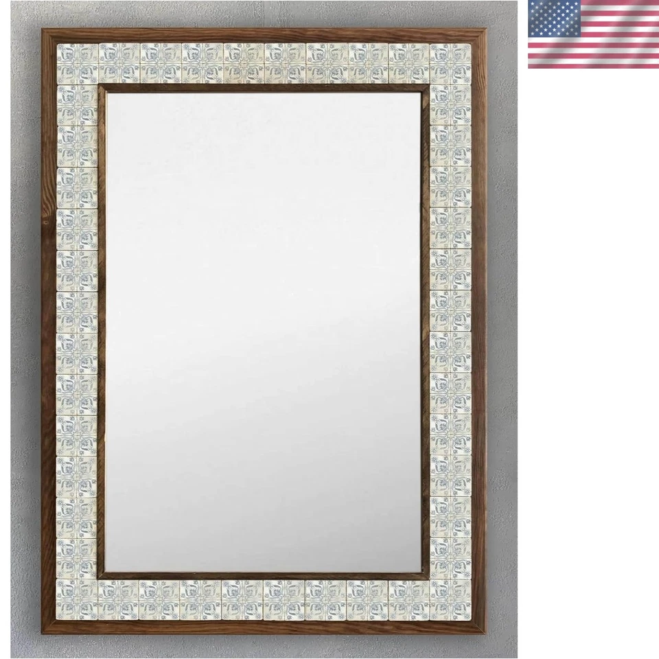 Espelho de parede mosaico artístico com moldura elegante - 53x73cm, delícia para decoração de casa - Imagem 1 de 4