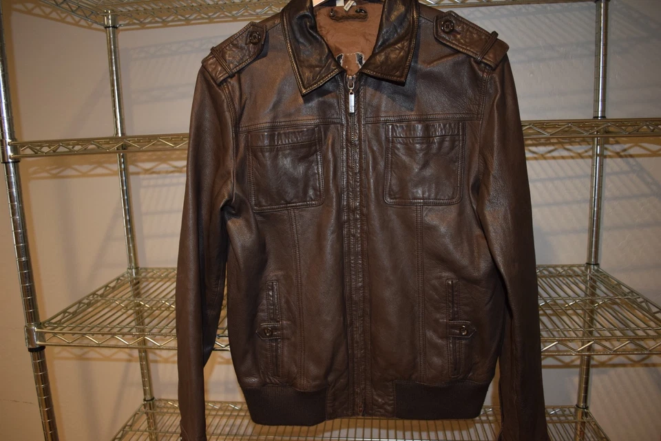 Chaqueta Juicy Couture Cuero Suave Piel de Cordero Marrón Mediana S/M ALTA CALIDAD Foto 1 de 4