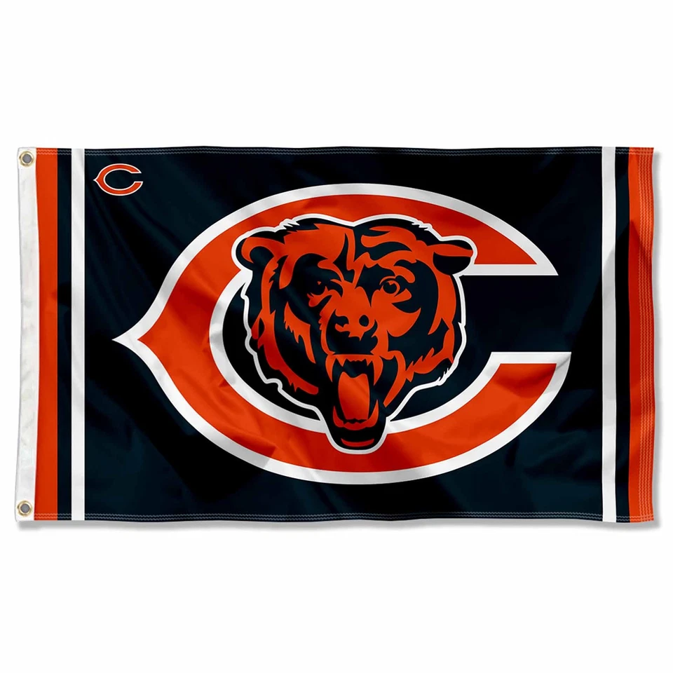 Bandera trasera con doble logotipo de los Chicago Bears de la NFL Foto 1 de 4