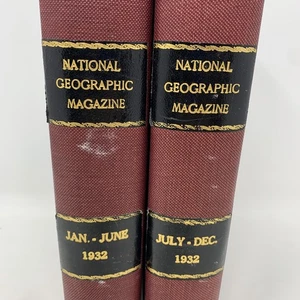 Jan-Dec 1932 Lot of 2 Hard Cover NATIONAL GEOGRAPHIC MAGAZINE Bound Vol 61 & 62 - Picture 1 of 15