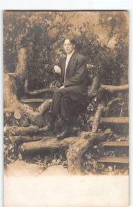 Man in Portland Oregon Arcade Photo~Studio RPPC Postcard Washington OR Gay -N2 - Picture 1 of 4