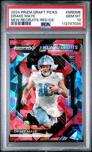 2024 Prizm Draft Picks - New Recruits Drake Maye Red Ice Prizm GEM MINT PSA 10 - Picture 1 of 2