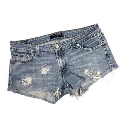 Levis 524 Too Superlow Cut Off Jean Shorts Distressed Denim VTG - Image 1 of 4
