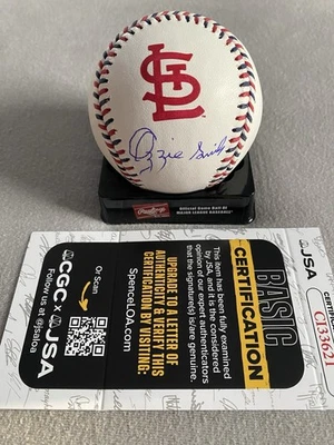 ST. LOUIS CARDINALS- OZZIE SMITH AUTOGRAPH CARDINALS LOGO BASEBALL JSA CI33621 - Image 1 of 2