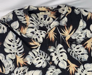 Tommy Bahama uomo XL hawaiano nero palma floreale manica corta con bottoni 100% seta - Foto 1 di 6