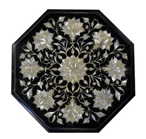 12" Marble Coffee Table Top Mother Of Pearls Inlaid Marquetry Art Home Decor - Picture 1 of 3
