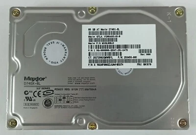 Maxtor 60GB IDE 3.5" Hard drive Disk IDE D740X-6L MX6L060J3 Parts Or Repair - Image 1 of 4
