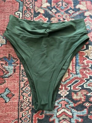 Aerie high cut cheeky swim bottoms Size Medium Green EUC ✨ - Image 1 of 3